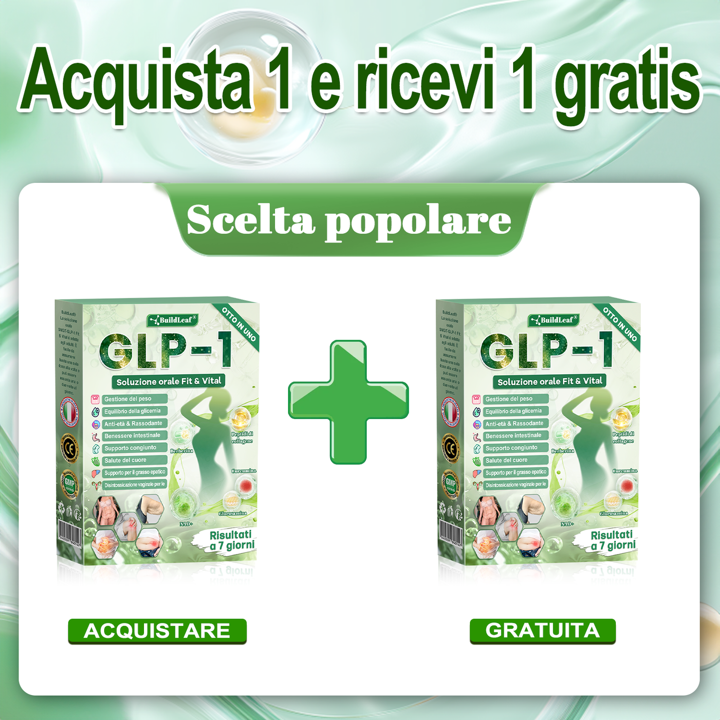Negozio ufficiale |💖BuildLeaf® GLP-1 8-in-1 Fit & Vital Soluzione Orale (Solo una volta al giorno, cambiamenti visibili in 7 giorni) ✅ Per obesità, salute cardiovascolare, diabete, apnea notturna, salute intestinale, problemi articolari e altro