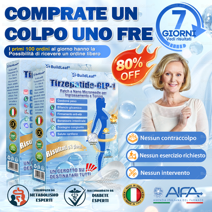 IT Clinicamente testato · Cerotto a microaghi nano BuildLeaf® Slim & Firm con Moringa, Omega-3, Peptidi di Collagene, NAD e NMN per obesità, salute cardiovascolare, diabete, apnea notturna, articolazioni, pelle e anti-età.