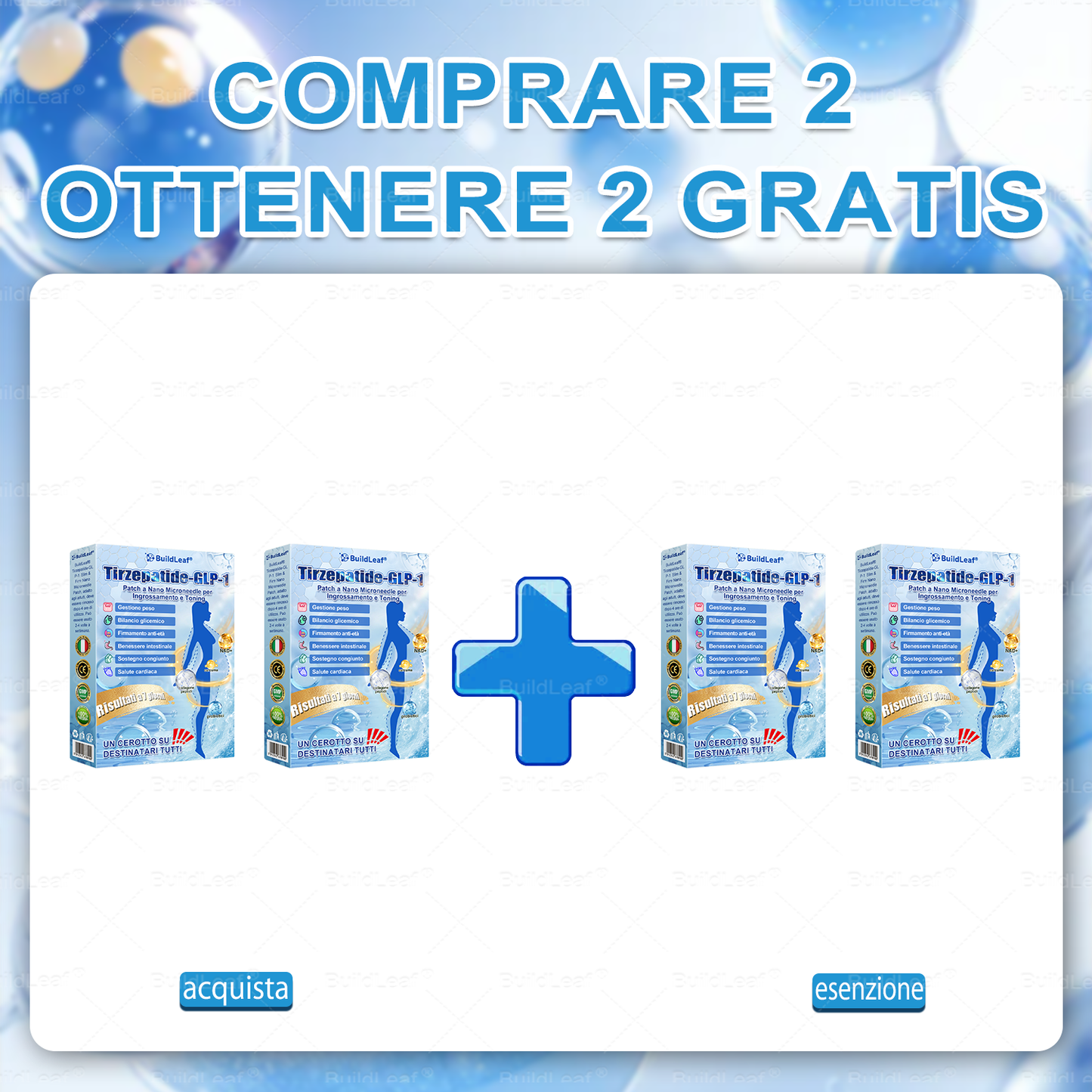 IT Clinicamente testato · Cerotto a microaghi nano BuildLeaf® Slim & Firm con Moringa, Omega-3, Peptidi di Collagene, NAD e NMN per obesità, salute cardiovascolare, diabete, apnea notturna, articolazioni, pelle e anti-età.